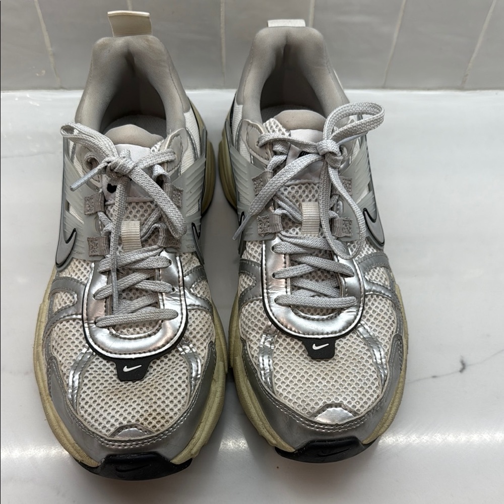 Nike Silver and White Sneakers